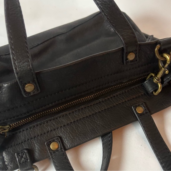 American Leather Co Black Crossbody Top Handle Satchel Black Clean Classic - Picture 5 of 10